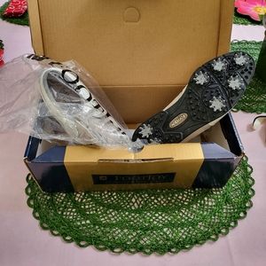 NIB Ladies' Golf Shoes, Footjoy, white leather w/ plastic cleats, sz 8.5